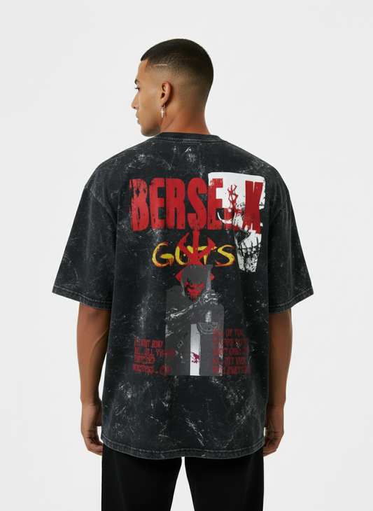 The Black Swordsman - Berserk - Unisex Acid Washed Oversized Tee