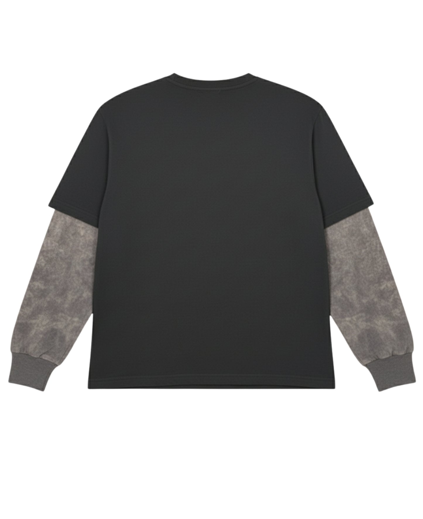 Black With Acidwash Sleeve Oversized Tee Back Design
