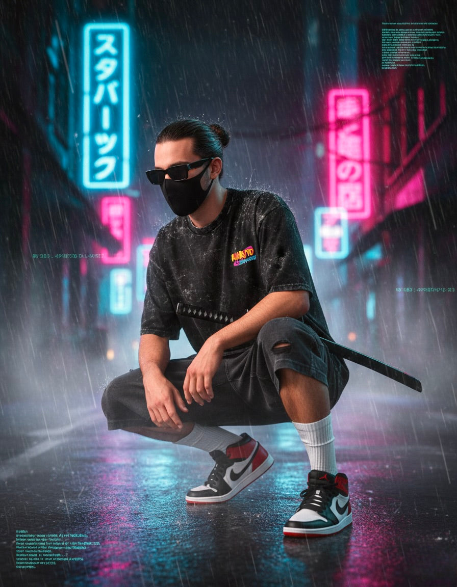 Raikiri - Kakashi - Unisex Acid Washed Oversized Tee