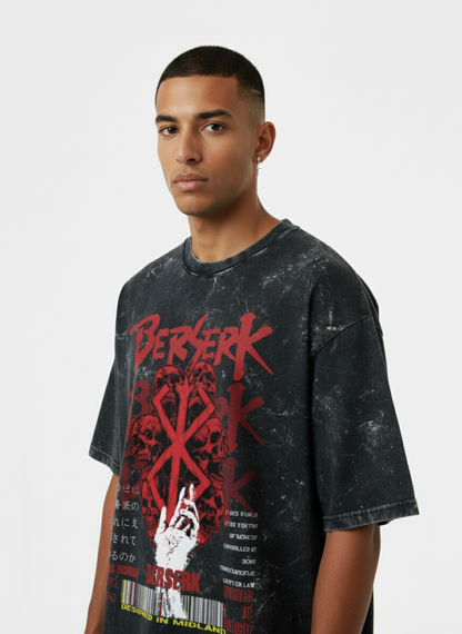 The Black Swordsman - Berserk - Unisex Acid Washed Oversized Tee