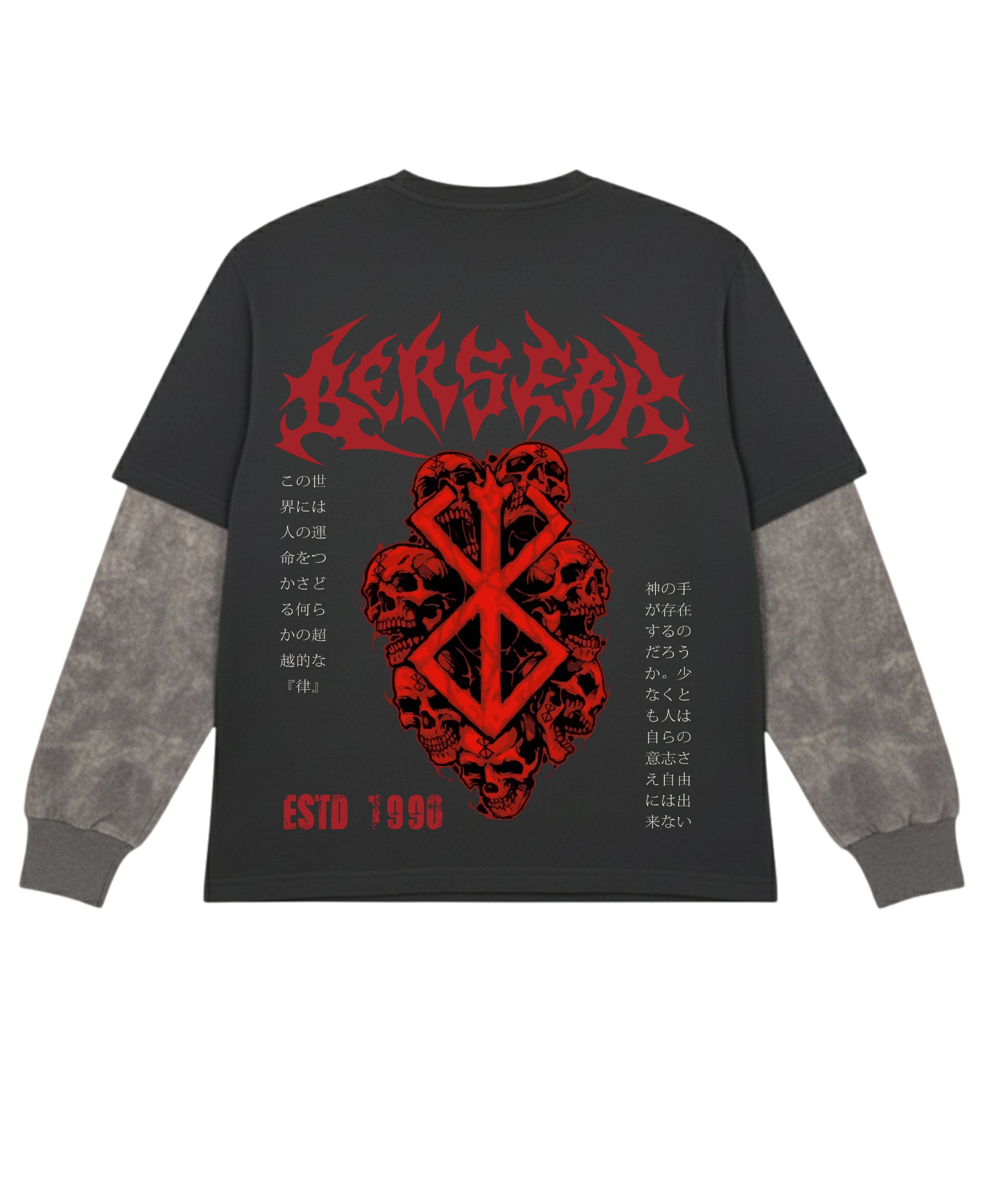 Black With Acidwash Sleeve Oversized Tee Back Design