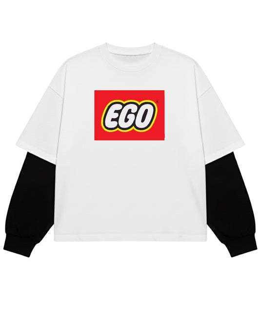 White With Black Sleeve Oversized Tee Front Design