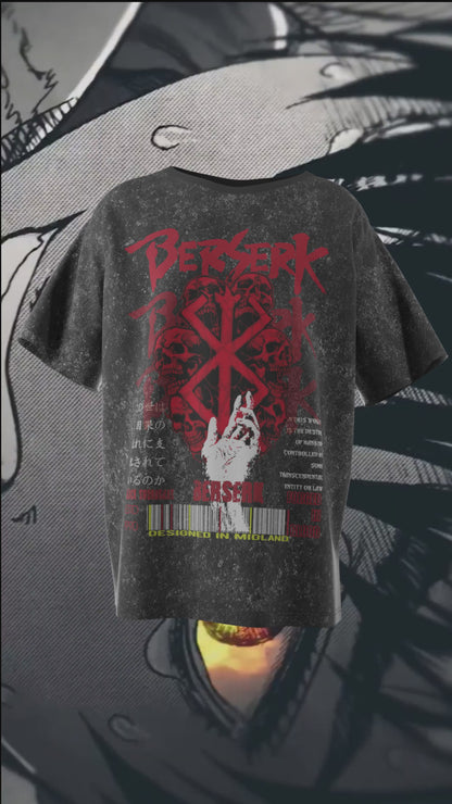 The Black Swordsman - Berserk - Unisex Acid Washed Oversized Tee