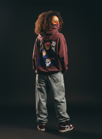 King of Curses - Sukuna - Unisex Acid Washed Hoodie