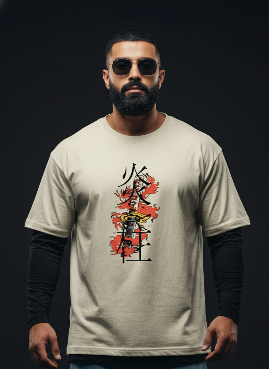 Flame Hashira - Rengoku - Unisex Terry Oversized Tee